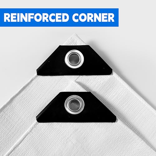 MVPNET 10x20 Feet Waterproof Heavy Duty UV Resistant White Tarp - 12mil