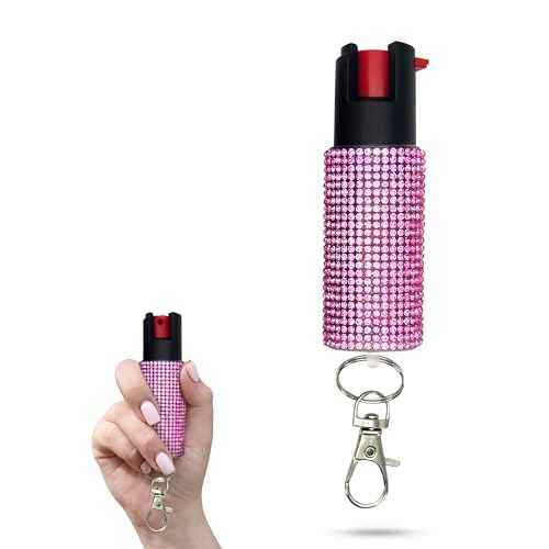 FURY Rhinestone Pepper Spray -12Ft Range, Max Strength, UV Dye Identifier, Anti-Leak & Anti-Misfire, Slidetop Trigger Key Ring, Multiple Color Options, Self-Defense Spray