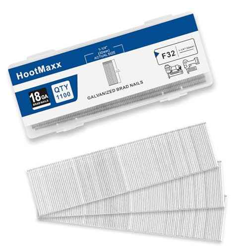 18 Gauge Brad Nails 1-1/4 inch,Strengthen Packaging to Prevent Nail Breakage,18 Ga Brad Nails, (1,100 Counts), Galvanized Nail Gun Nails for Pneumatic, Electric Brad Nailer Gun (1-1/4 inch)