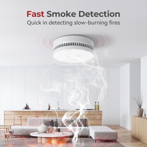 SITERLINK 4-Pack Smoke Detectors with 9V Replaceable Batteries - GS509A, Includes New Batteries