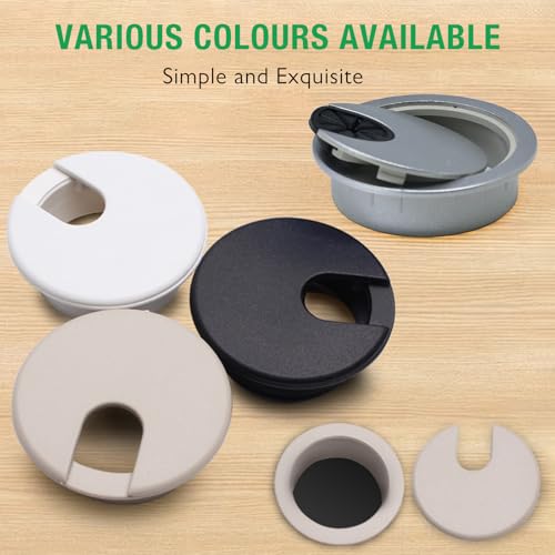 EASYEAH White Desk Grommet Set 1-3/8 Inch (35mm) Cable Hole Cover - 2 Pack