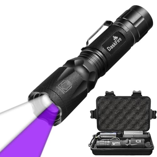 Blacklight Flashlight Kit, 2 in 1 LED UV 395nm Blacklights with 500LM Highlight, 4 Modes, Ultraviolet Torch Light for Pet Urine/Scorpion Detection/Night Fishing/Travel/Camping