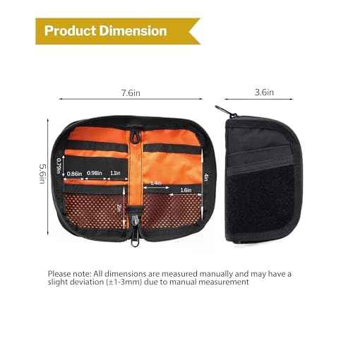 VIPERADE VE10 EDC Pouch Small Pocket Tool Pouch with 10 Compartments, Men's Pocket Organizer for Multitools, EDC Organizer with Patches Area for DIY