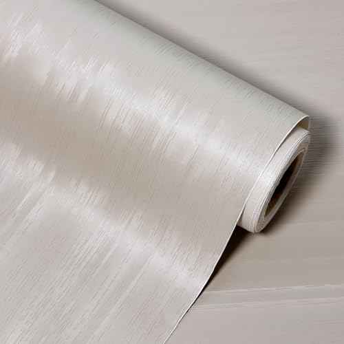 wishFIRE Cream Textured Peel and Stick Wallpaper 15.7"¡¿118" Contact Paper Removable Wood Look Wall Paper Self Adhesive Waterproof Vinyl Wallpaper for Bedroom Kitchen Cabinets Countertop