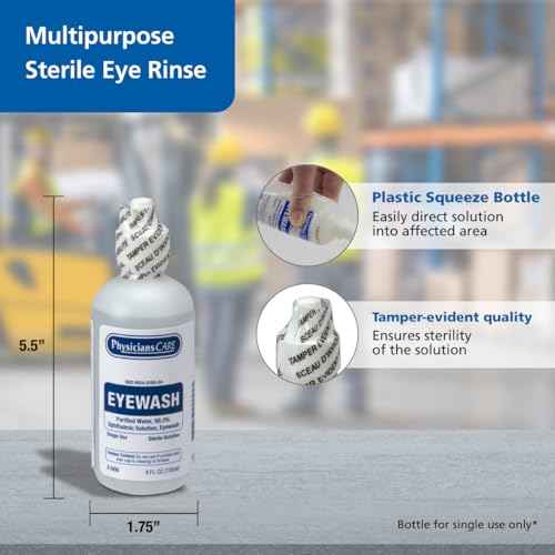 First Aid Only SmartCompliance Refill Eye Wash Solution, Sterile Isotonic Buffered Solution for Flushing & Irrigating Eyes, 4-oz Bottle