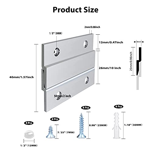 CFOFT 2 Inch Aluminum French Cleat Picture Hanger Z Bar - 2 Pairs, Standard Version