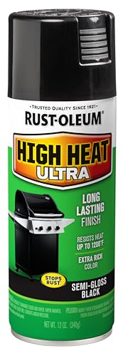 Rust-Oleum High Heat Ultra Semi-Gloss Black Spray Paint 12oz - Indoor & Outdoor Metal Protection