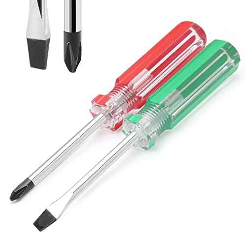 Piutouyar Magnetic Screwdriver Set 2 PCS, 3 Inch Steel Shaft Magnetic 5mm Phillips and Flat Head Tips Screwdriver for Computer Repairing, Automobile Tools and Home Appliances