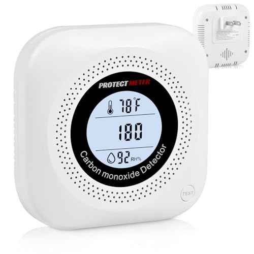 Carbon Monoxide Detectors, Temperature & Humidity Monitor (3-in-1) ? Portable Carbon Monoxide detectors Plug in for Travel, CO Detector for Home, Hotel, RV with 110V-220V AC, White Color