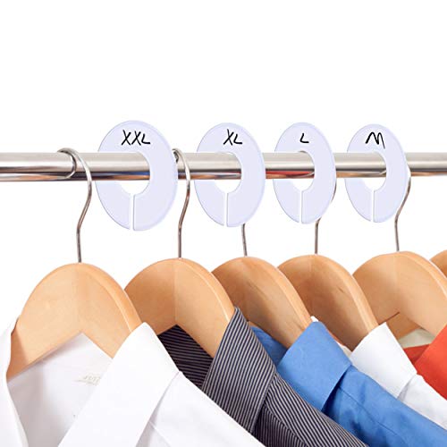 Vantasii 30 Pack White Round Closet Rack Dividers with Marker – Adjustable Storage Labels