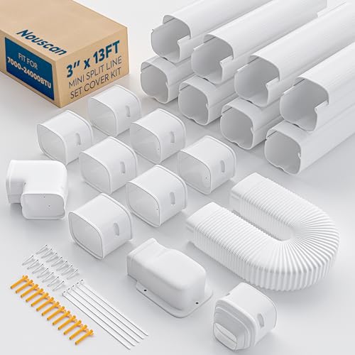 Nouscan 3-Inch 13Ft Mini Split Line Set Cover Kit White - Decorative Line Hide