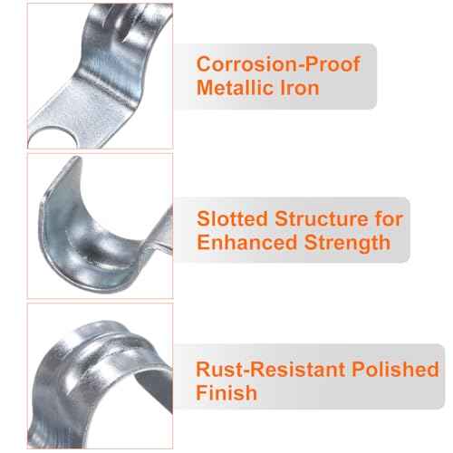 HARFINGTON 50pcs Conduit Clamp, EMT One-Hole Strap, U Tube Pipe Clamp, 10mm 3/8-Inch Pipe Dia, 6mm 1/4 Inch Hole Dia Rigid Pipe Strap, U Shaped Bracket for Tube Hose Wire Cord Fixing