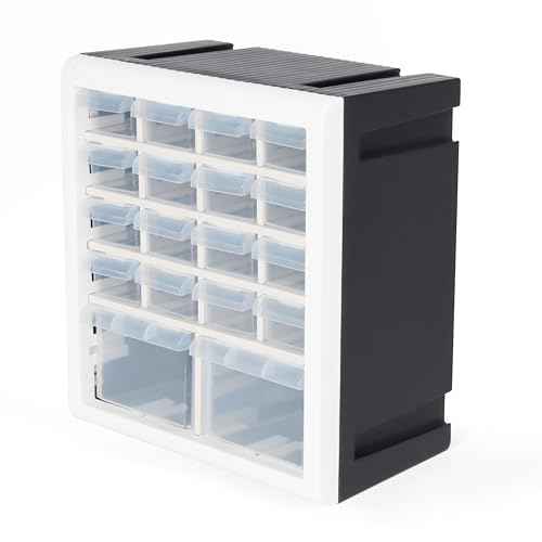 Gonice Craft Cabinet Storage, Hardware Storage Organizer, 18 Drawer Plastic Screw Storage Organizer, Tool Storage Box for Screws, Nuts and Small Parts, black & white