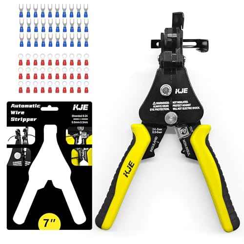 KJE Automatic Wire Stripper/Wire Cutter, 3 in 1 Adjustable Wire Stripper Tool for 8-24 AWG Solid and Stranded Electrical Wire | 10-22 AWG Wire Crimping Tool