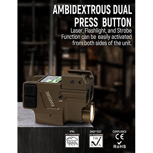 Red Green Laser Light Combo, 500 Lumens Red Green Laser, Supcompact Pistol Laser Light Combo, USB Rechargeable Red Green Laser Beam