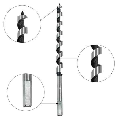 5/8" Diameter Auger Drill Bit 12" Ship Auger Long Drill Bit 3/8" Hex Shank Long Drill Bits for Wood Hole Cutter in Hardwood, Softwood, and Composite Materials