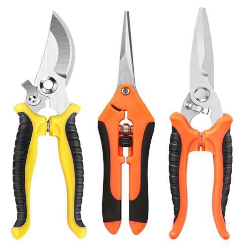 Pruning Shears, 3 Pack Garden Shears, Clippers Handheld, Stainless Steel Garden Snips, Pruners for Gardening, Gardening Scissors Hand Pruner Pruning Shear with Stainless Steel Blades