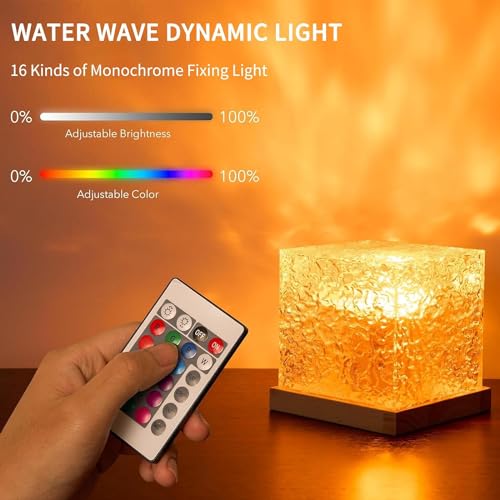 Growalleter Blue Ocean Wave Projector Light - Water Ripple Mood Night Lamp with Remote