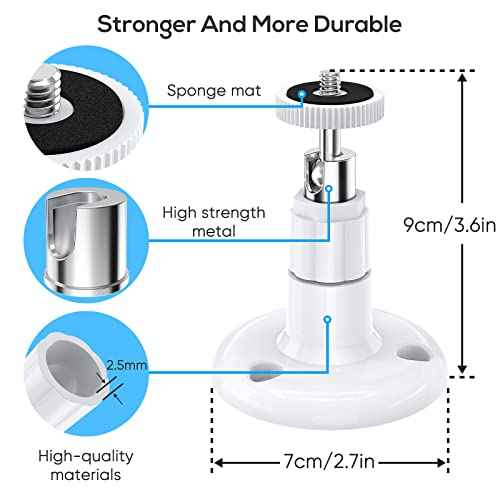 FastSnail Wall Mount Compatible with Wyze Cam Pan V3 & Wyze Cam V4/V3 & Wyze Cam Outdoor/Indoor, 360 Degree Swivel Adjustable Bracket for Wyze Cam and Other Camera with Same Interface 2 Pack
