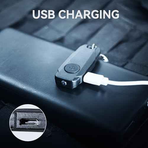 USB Rechargeable Keychain Light, 3pcs Mini LED Flashlight with Keyring, Great EDC Tool, Gift for Kids Teens (3, Black)