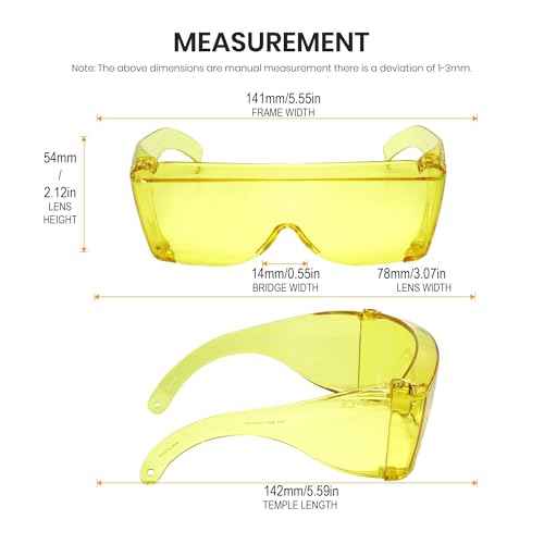 Calabria 3000 Large Square FitOver Safety Glasses with 100% UV Protection Yellow