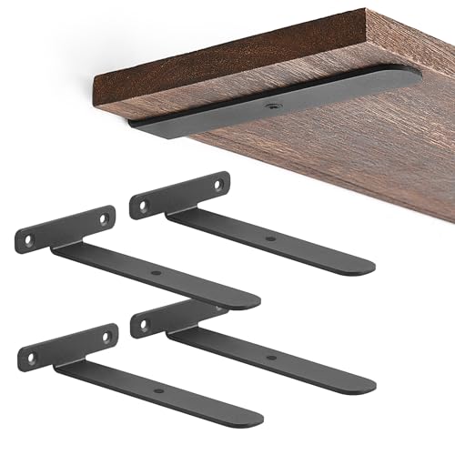 Mkono 4 Pack 6 Inch Hidden Floating Shelf Brackets Black Metal Supports