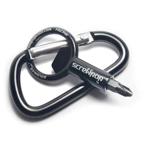 Screwdriver Universal Magnetic Bit Holder for Keychain | Carabiner Multi-Tool Bottle Opener (Includes Removable Double-Sided Phillips and Flathead Bit)