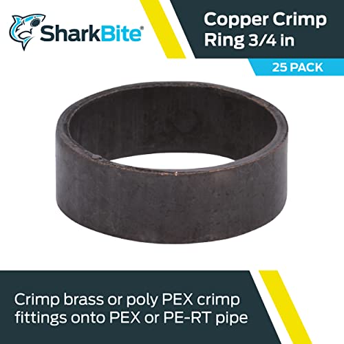 SharkBite 3/4 Inch Copper Crimp Ring Pack of 25 for PEX and PE-RT Plumbing