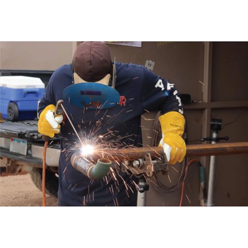 John Tillman and Co Tillman Small 7" Gold and Pearl Top Grain Split Back Cowhide Fleece Lined MIG Welders Gloves with 4" Cuff and Kevlar Thread Locking Stitch, 50S