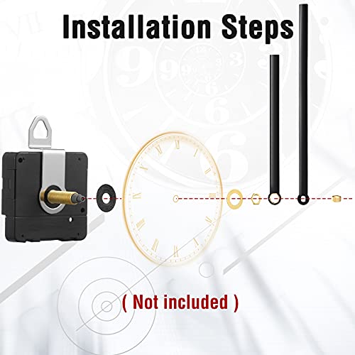Hicarer 4 Pieces Long Shaft Clock Movement Kit with 5 Pairs of Hands - DIY Repair & Replacement