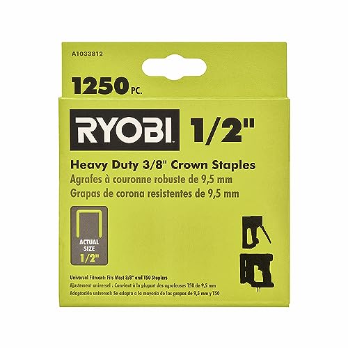RYOBI Heavy Duty Crown Staples 1,250 Pack for Staple Guns, Rust-Resistant