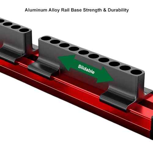 1/4 Hex Bit Organizer,40 Holes Slidable Screwdriver Bit Rail Holder with Aluminum Alloy Magnetic Base for Drill Bits Storage
