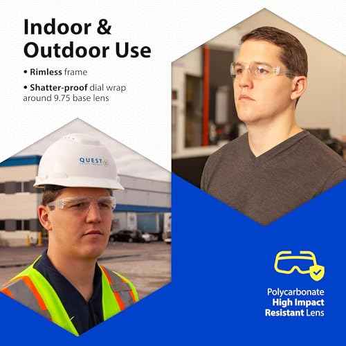 Quest Protective Apparel Safety Glasses for Men and Women - Anti Fog Safety Goggles for Shooting, Lab, or Construction ? Polycarbonate Eye Protection [Clear & Pack of 2]