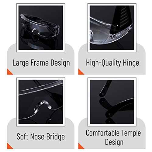 UNCO- Safety Goggles Over Glasses, Protective Goggles, Safety Goggles Anti Fog, Work, Safety Glasses Over
