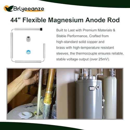 Brlyeeanze 44-Inch Flexible Magnesium Anode Rod for Water Heaters - Variation 4, 3/4" NPT, Easy Installation, Universal Compatibility