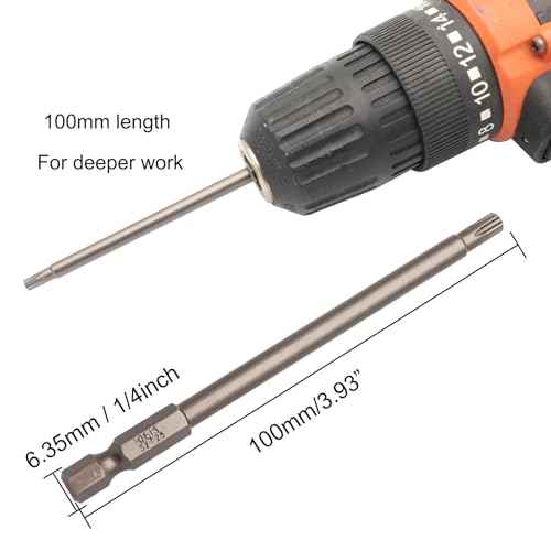 T25 Security Torx Bits Tamper Proof Star Screwdriver Bit Set 4 Inch Long, S2 Steel Magnetic Impact Driver Torque Drill Bits Torx Head 1/4 Inch Hex Shank for Automotive, Electronics, DIY Repairs