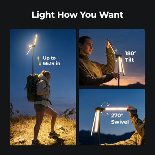 BougeRV Black Telescopic Camping Lantern 15600mAh Rechargeable Bright Flood Light