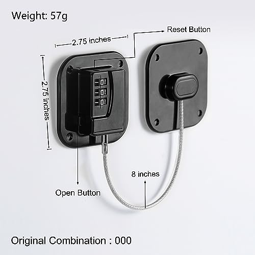 Coipdfty Heavy Duty Refrigerator Lock 2-Pack Black - Combination Safety Locks for Cabinets & Drawers