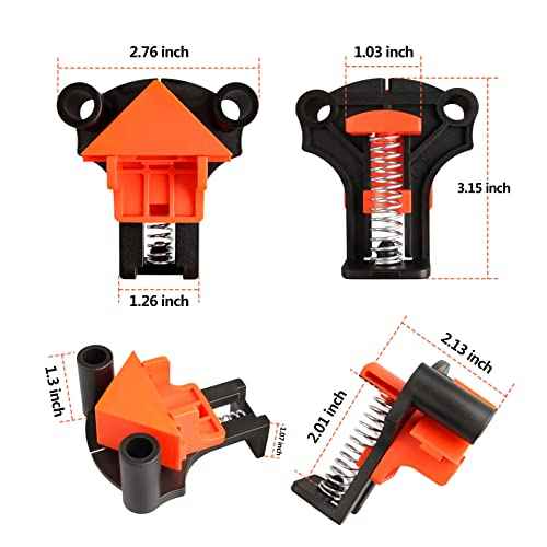 Corner Clamp for Woodworking - 60/90/120¡Æ Multi-Angle Adjustable Spring Clamps (4Pcs) - Woodworking & Photo Framing Tools, Gifts for Men/Dad/DIYers