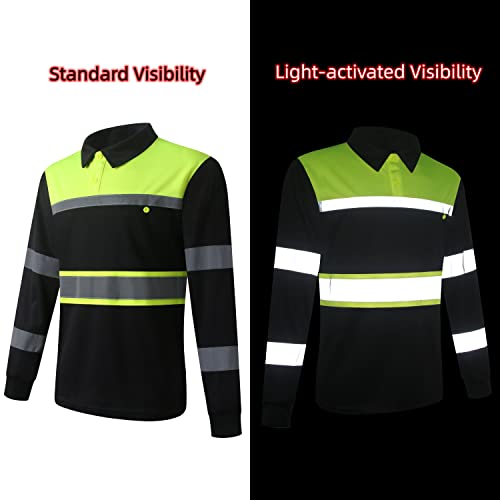 Safety Shirts for Men,High Reflective Men Polo Shirts with Pocket,Short Sleeve Workwear Breathable