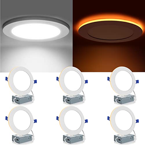 Meconard 6 Inch White 5CCT LED Recessed Lighting with Night Light - Dimmable, IC Rated