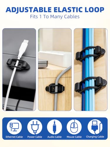 Duseu 10 Pack Black Adjustable Cable Clips with Screws & Zip Ties