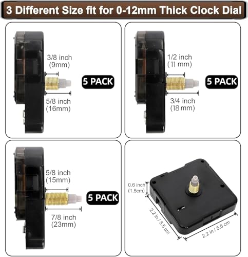 15 Pack Quartz Clock Mechanism Replacement Kit with 16 Pairs of Clock Hands - Silent, Precise, DIY Repair