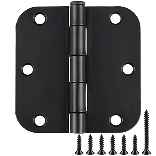 TDCHINGES Matte Black Rounded Door Hinges 3.5 Inch 30 Pack with Screws