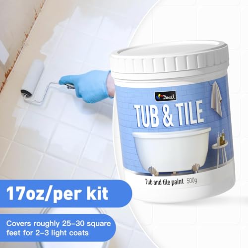 DWIL White Tile & Tub Refinishing Kit Water-Based Semi-Gloss Paint 16.5oz