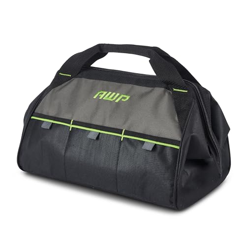 AWP 15 Inch Premium Tool Bag Black Durable Organizer for Contractors and Professionals