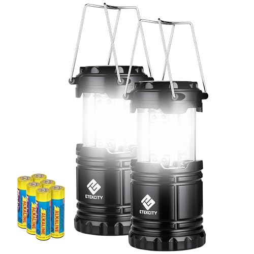 Etekcity 2-Pack LED Camping Lanterns, Battery Operated, Collapsible & Waterproof