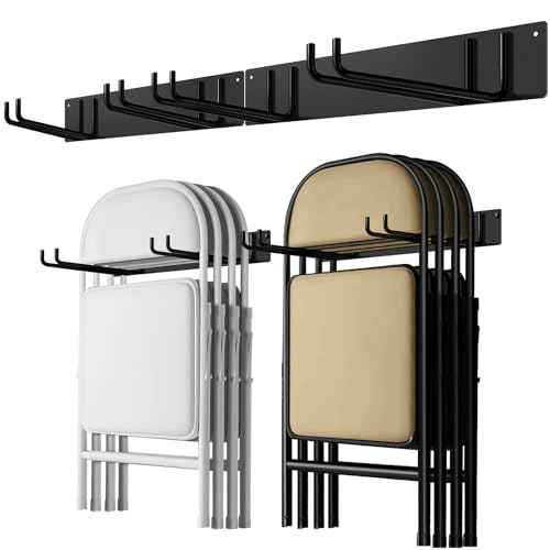 TTzycc Folding Chair Storage Rack for Chair Organization and Garage Wall Mount Storage, Garden Tool Rack Organizer (2 Pack)
