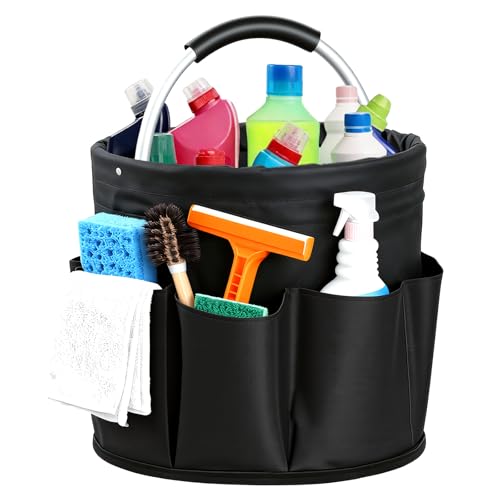 CIHTL Black Cleaning Caddy with Handle, 17L Portable Organizer Bucket