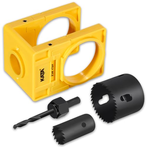 KATA 1-3/8" - 1-3/4" Wood Door Lock Installation Set with Guide Template, Hole Saw Kit for Easy Lockset Installation